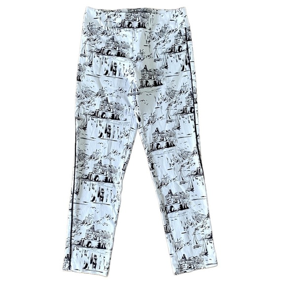 ELLIOTT LAUREN TOILE PRINT   PULL ON STRETCH ANKLE PANT size 8 - Picture 2 of 9